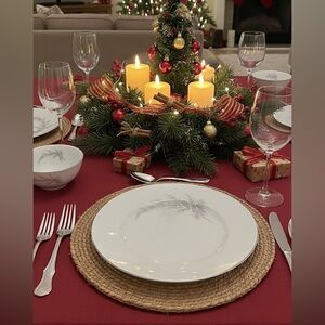 ❄️ Mikasa Wood Song 12" Plate White & Silver Pinecone Christmas Winter 🎄